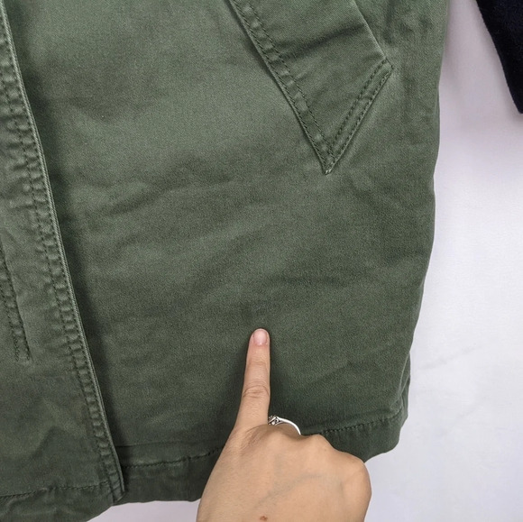 Zara Contrast Sleeve Oversized Cargo Military Coat Jacket Parka Cotton Wool M - Picture 10 of 12